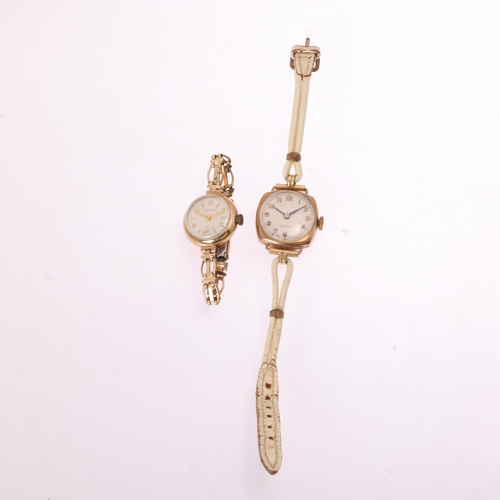 1070 - 2 x lady's 9ct gold mechanical watches, comprising Crusader 16.3g gross, and Griffon with gold plate... 