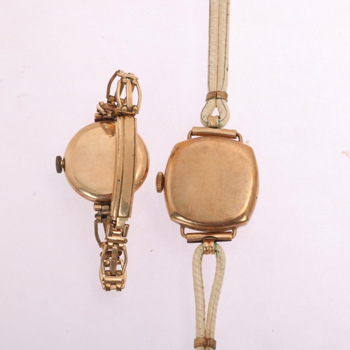 1070 - 2 x lady's 9ct gold mechanical watches, comprising Crusader 16.3g gross, and Griffon with gold plate... 