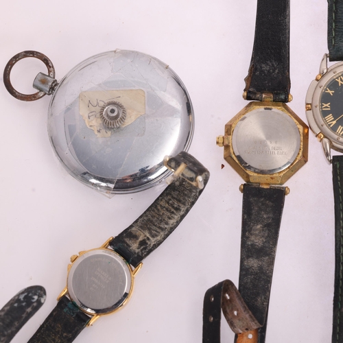 1072 - Various watches, including silver wristwatch, Siro Shock-Proof pocket watch, etc