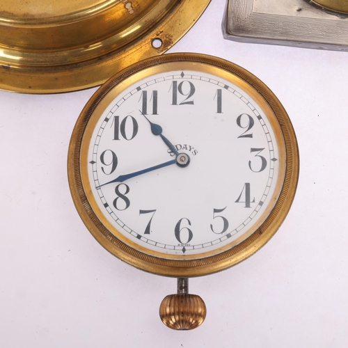 1074 - 3 early 20th century timepieces, including silver-fronted lever example, width 7.5cm (3)