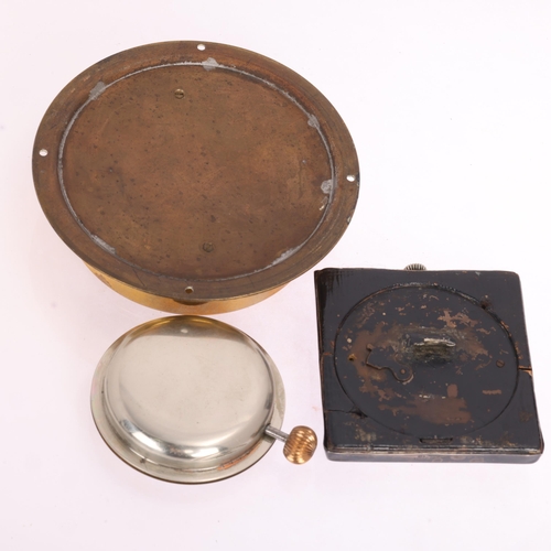 1074 - 3 early 20th century timepieces, including silver-fronted lever example, width 7.5cm (3)