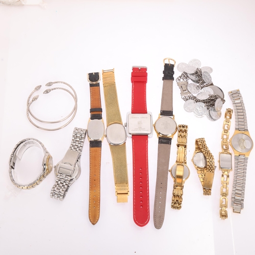 1075 - Various wristwatches, including Seiko SQ, Rotary, Accurist, Cardini, etc