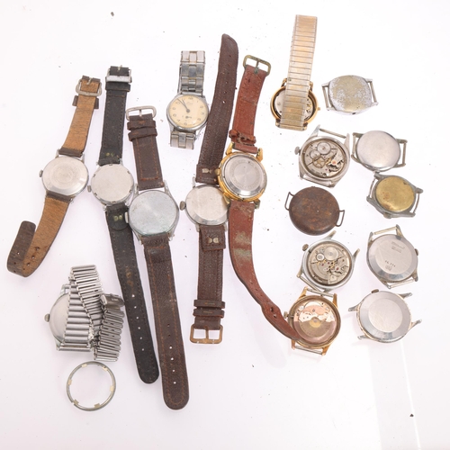 1079 - A quantity of Vintage wristwatches, including Cyma, Roamer, Smiths Empire, Hedico, etc