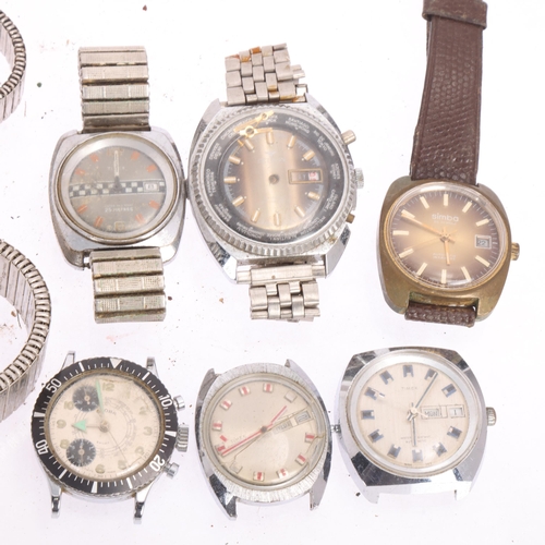 1080 - A quantity of Vintage wristwatches, including Globa Sport, Cetikon, Timex Racer, Tegrov Date, Sicura... 