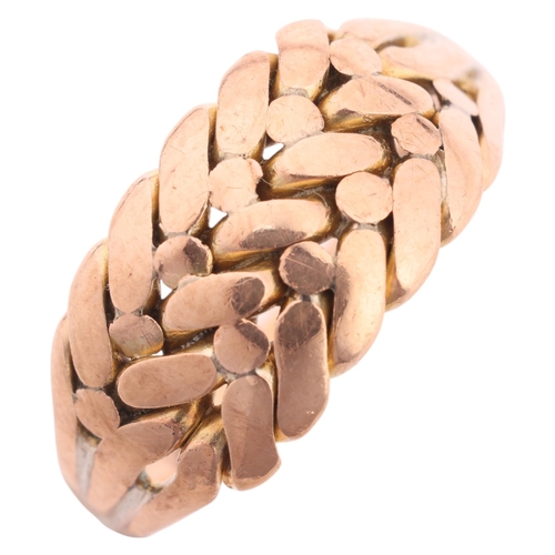 1208 - An Antique 9ct rose gold keeper ring, maker L&W, Chester 1899, setting height 9.4mm, size R, 4g