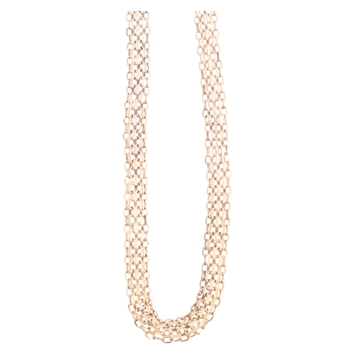 1213 - An Italian 9ct gold chain necklace, textured and polished decoration, band width 6mm, 44cm, 9.2g