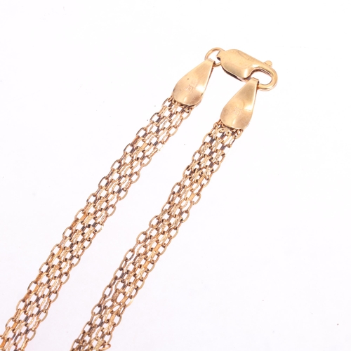 1213 - An Italian 9ct gold chain necklace, textured and polished decoration, band width 6mm, 44cm, 9.2g
