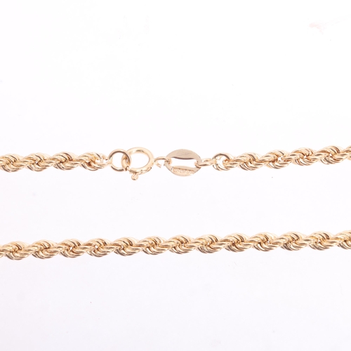 1214 - A 9ct gold rope twist chain bracelet, 17cm, 1.3g