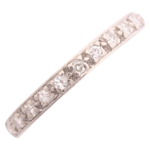 1222 - An Art Deco platinum diamond full eternity ring, set with single-cut diamonds, total diamond content... 