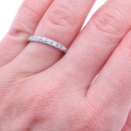 1222 - An Art Deco platinum diamond full eternity ring, set with single-cut diamonds, total diamond content... 