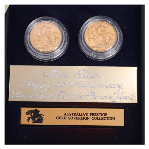 1223 - Australia's Prestige Gold Sovereign Two Coin Collection, comprising Edward VII 1908 full sovereign, ... 
