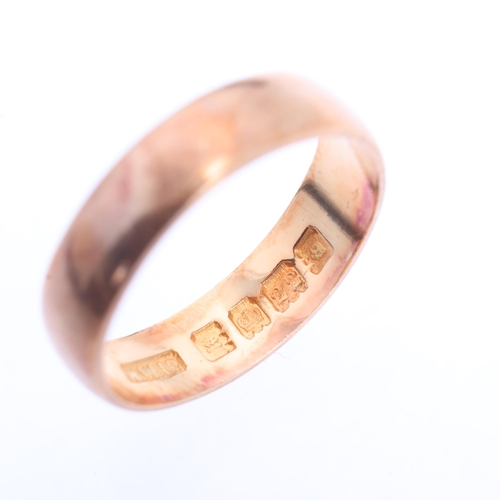 1233 - An Antique 22ct gold wedding band ring, maker WW Ltd, London 1925, setting height 4.6mm, size K, 3.8... 