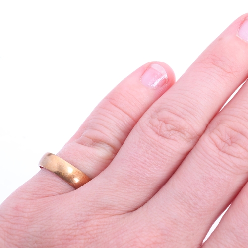 1233 - An Antique 22ct gold wedding band ring, maker WW Ltd, London 1925, setting height 4.6mm, size K, 3.8... 