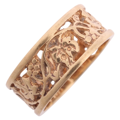 1234 - A Vintage 9ct gold grapevine band ring, maker HW&S, Birmingham 1976, setting height 8.2mm, size N, 4... 
