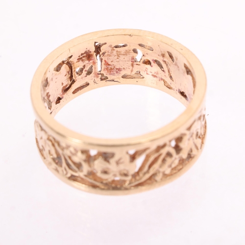 1234 - A Vintage 9ct gold grapevine band ring, maker HW&S, Birmingham 1976, setting height 8.2mm, size N, 4... 