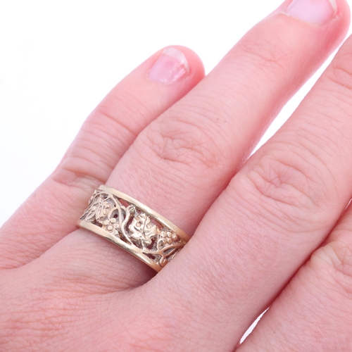 1234 - A Vintage 9ct gold grapevine band ring, maker HW&S, Birmingham 1976, setting height 8.2mm, size N, 4... 