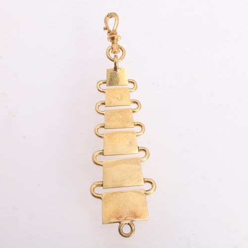 1240 - An Antique French 18ct gold watch fob chain, graduated rectangular form, with chased floral decorati... 