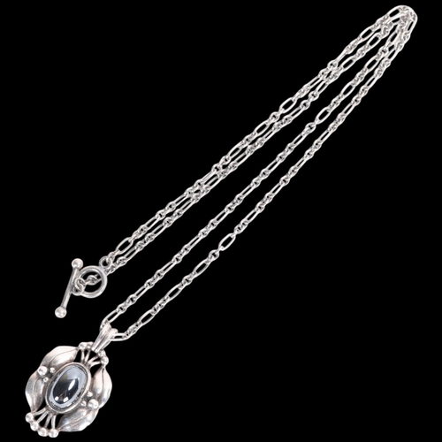 1454 - GEORG JENSEN - an Art Deco style Danish sterling silver hematite Pendant Of The Year 2000, on origin... 