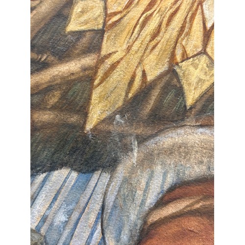 939 - Pre-Raphaelite School, Nativity scene, watercolour on paper laid on canvas, unsigned, 73cm x 92cm, u... 