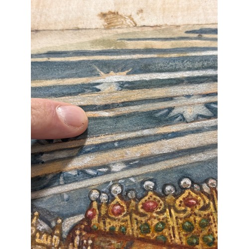 939 - Pre-Raphaelite School, Nativity scene, watercolour on paper laid on canvas, unsigned, 73cm x 92cm, u... 