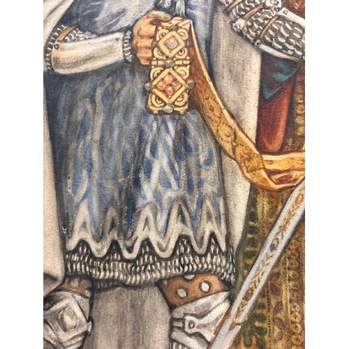 939 - Pre-Raphaelite School, Nativity scene, watercolour on paper laid on canvas, unsigned, 73cm x 92cm, u... 