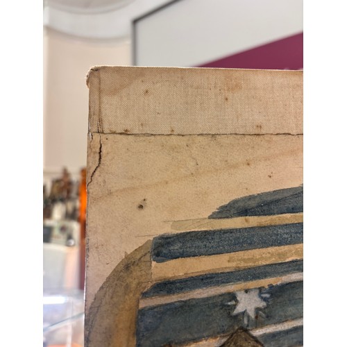 939 - Pre-Raphaelite School, Nativity scene, watercolour on paper laid on canvas, unsigned, 73cm x 92cm, u... 