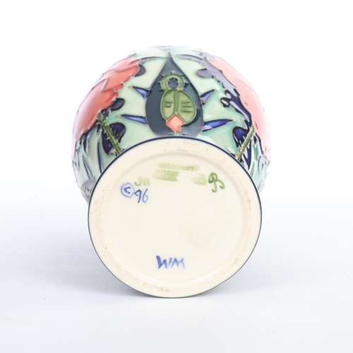 6 - MOORCROFT - Poppy design vase, 1996, height 16cm