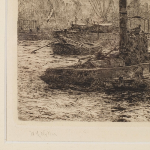 561 - William Lionel Wyllie (1851 -1931), Customs House From Across The Thames London, etching, signed in ... 