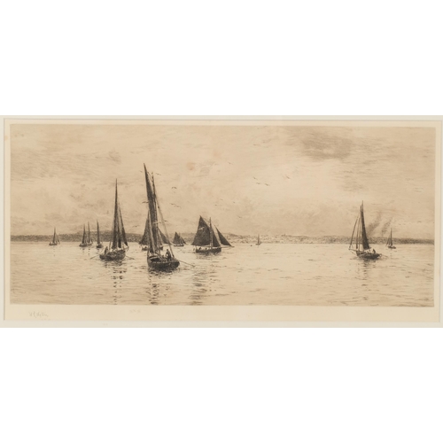 562 - William Lionel Wyllie (1851 -1931), Off The Isle Of Wight, etching, signed in pencil, plate 20cm x 4... 