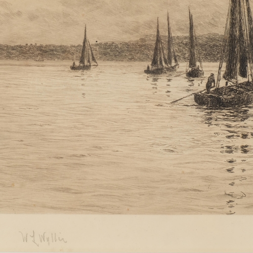 562 - William Lionel Wyllie (1851 -1931), Off The Isle Of Wight, etching, signed in pencil, plate 20cm x 4... 