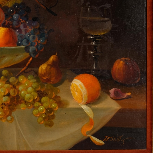 568 - Jan Petrus Sentz, Dutch style still life, oil on canvas, 50cm x 70cm, framed