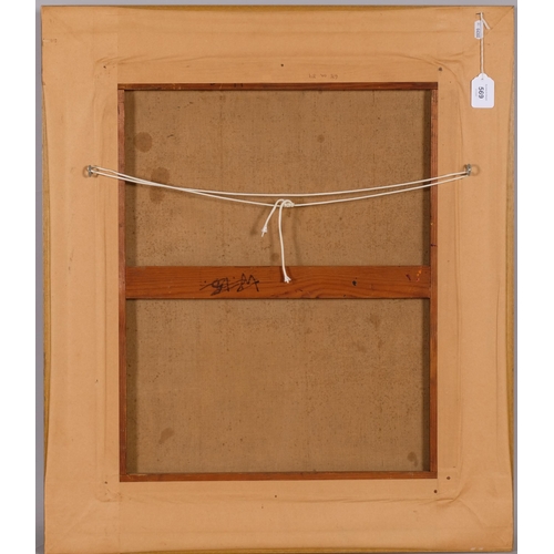 569 - Post-impressionist still life, mid-20th century oil on canvas, unsigned, 60cm x 50cm, framed