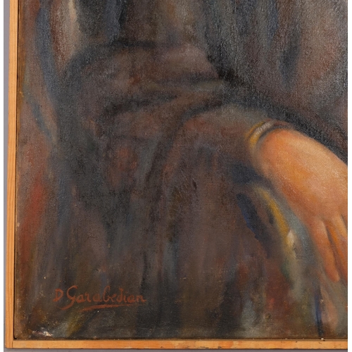 570 - Pair of Middle Eastern portraits, oils on canvas, unsigned, 90cm x 65cm, framed