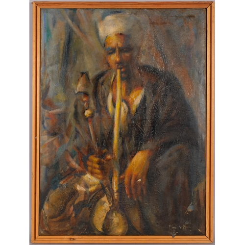 570 - Pair of Middle Eastern portraits, oils on canvas, unsigned, 90cm x 65cm, framed