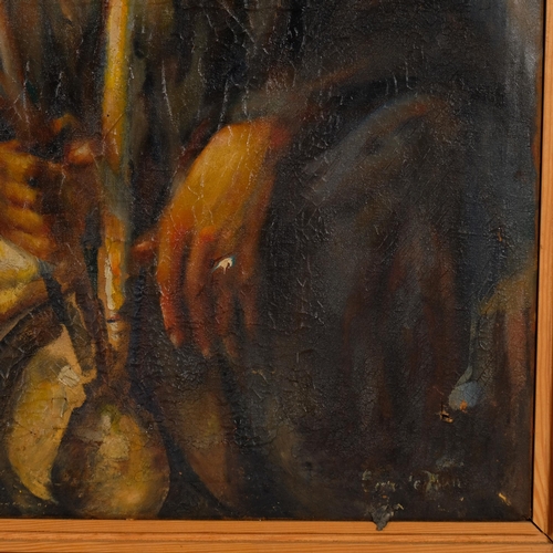 570 - Pair of Middle Eastern portraits, oils on canvas, unsigned, 90cm x 65cm, framed