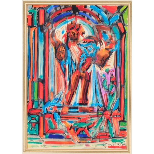 577 - Diran Garabediam (1882 - 1963), abstract composition, gouache on paper, 24cm x 16cm, framed