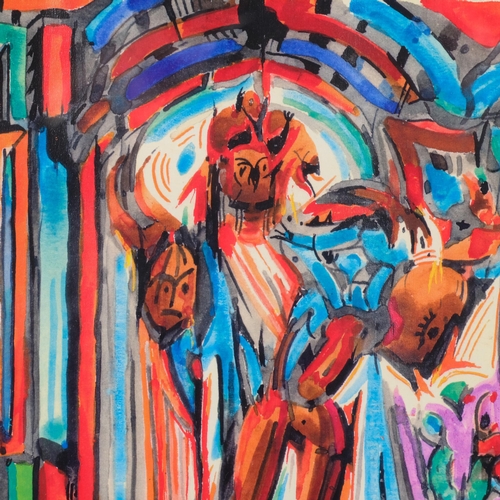 577 - Diran Garabediam (1882 - 1963), abstract composition, gouache on paper, 24cm x 16cm, framed