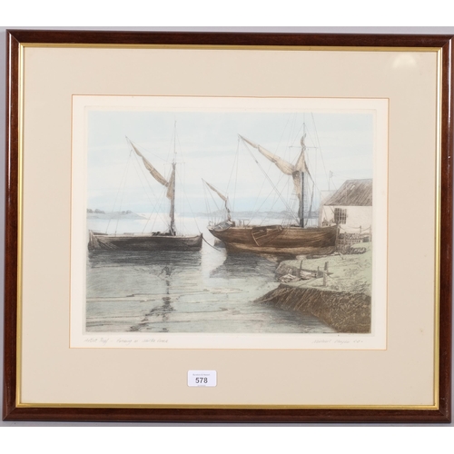 578 - Michael Chaplin, Evening On Milton Creek, coloured etching, artist's proof, signed in pencil, plate ... 