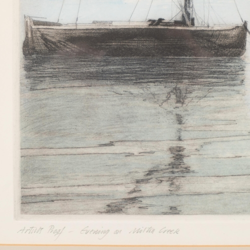 578 - Michael Chaplin, Evening On Milton Creek, coloured etching, artist's proof, signed in pencil, plate ... 