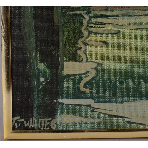 579 - Timothy John White (1939 - 1999), fishing boat in harbour, oil on board, 40cm x 50cm, framed