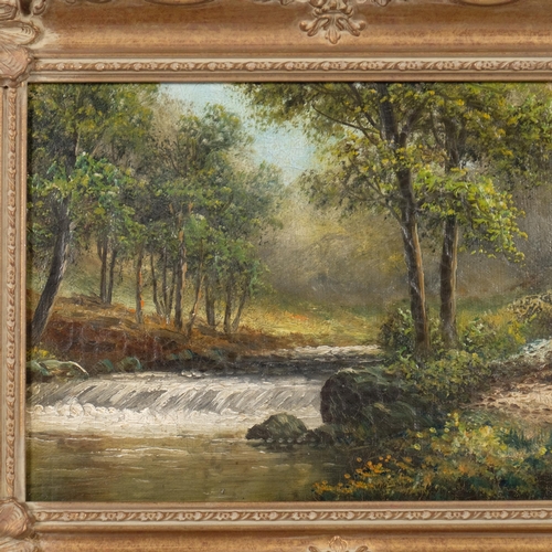 583 - William Mellor (1851 - 1931), river scene, oil on board, 18cm x 27cm, framed