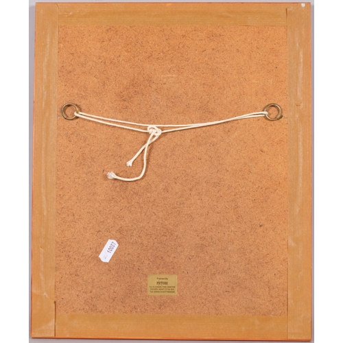 587 - H Jackson, Beached, linocut print, 1988, signed in pencil, no. 68/100, image 19cm x 14cm, framed