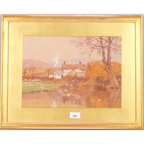 588 - Martin Snape (1852 - 1930), farm scene, watercolour, 26cm x 36cm, framed
