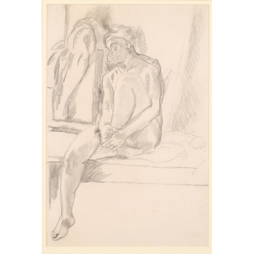 591 - Edward Wolfe (1896/7 - 1981/2), nude life study, pencil drawing, 43cm x 28cm, framed