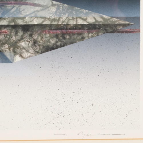 593 - Abstract composition, Cutting Block, lithograph, indistinctly signed in pencil, plate 24cm x 59cm, f... 