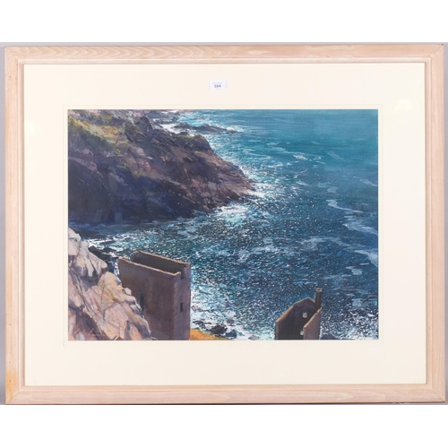 594 - Paul Lewin (born 1967), Crown Mines, Botallack Cornwall, mixed media oil/gouache on board, 55cm x 75... 