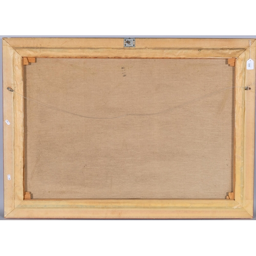 599 - Flowers, butterflies and a marble bust, mid to late 20th century, oil on canvas, unsigned, 72cm x 10... 