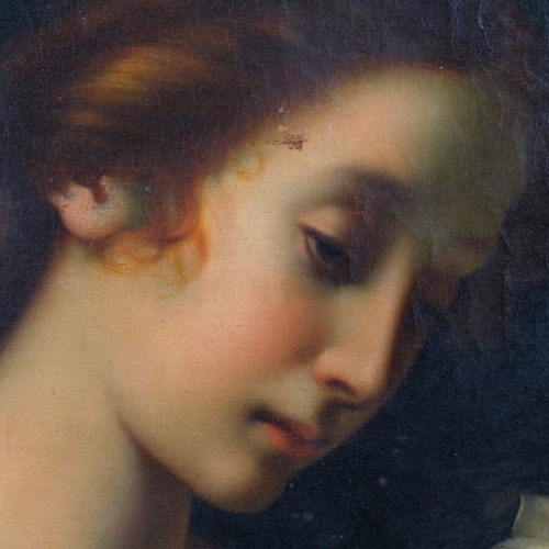 600 - Study of an angel with lilies, late 19th/early 20th century, oil on canvas, unsigned, 73cm x 56cm, f... 