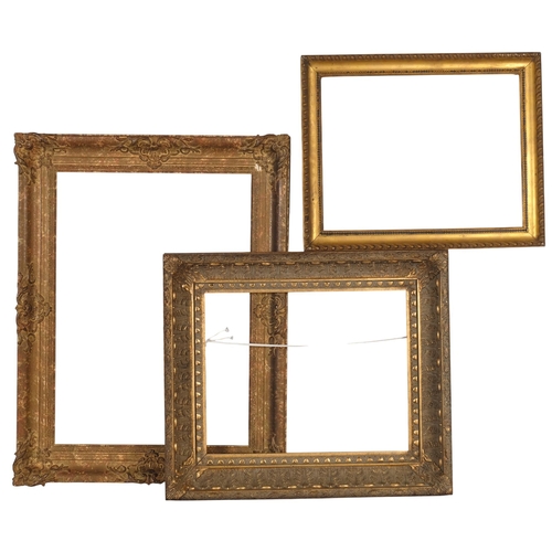 601 - 3 gilt-gesso frames, largest rebate size 51cm x 71cm (3)