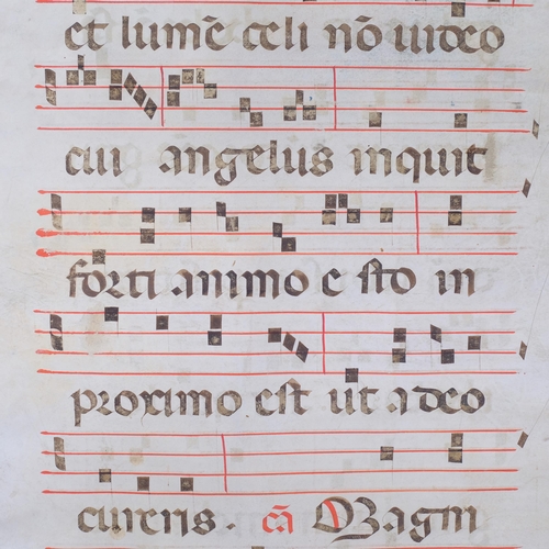 613 - Medieval musical manuscript on velum, liturgical music manuscript in Latin with fine initial letter,... 